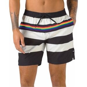 VANS X PRIDE LGBT STRIPE 17 VOLLEY MEN'S Medium BOARD SHORTS SWIMWEAR RAINBOW